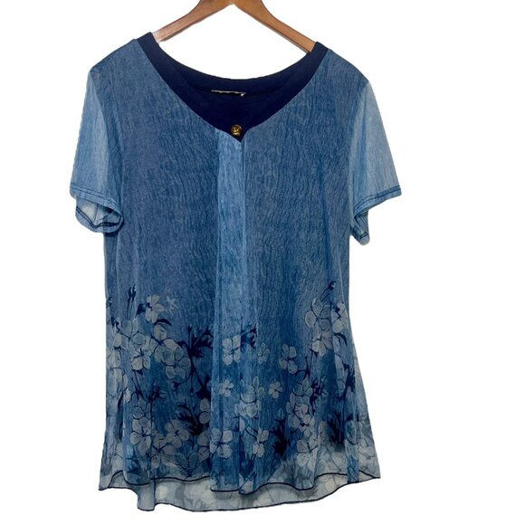 Whimsigoth Sheer Overlay Romantic Y2K Fairycore Fairy Grunge Blue Top Size XL - Picture 1 of 11